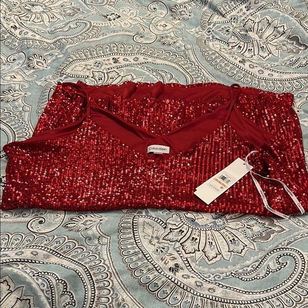 Calvin Klein Red Sequin Top